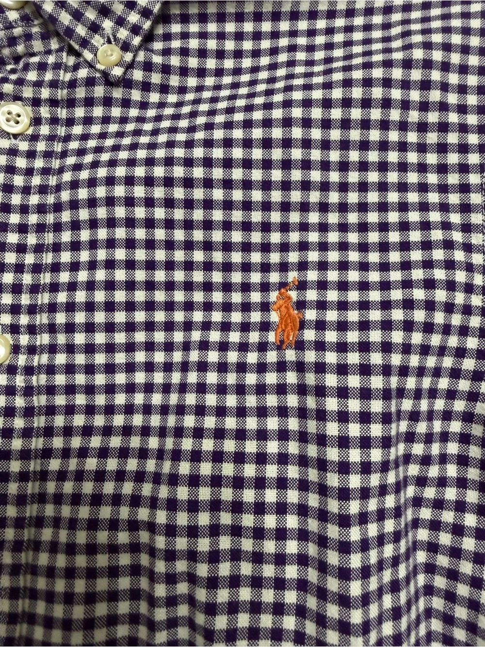 Ralph Lauren Navy and White Gingham Button-Down Shirt